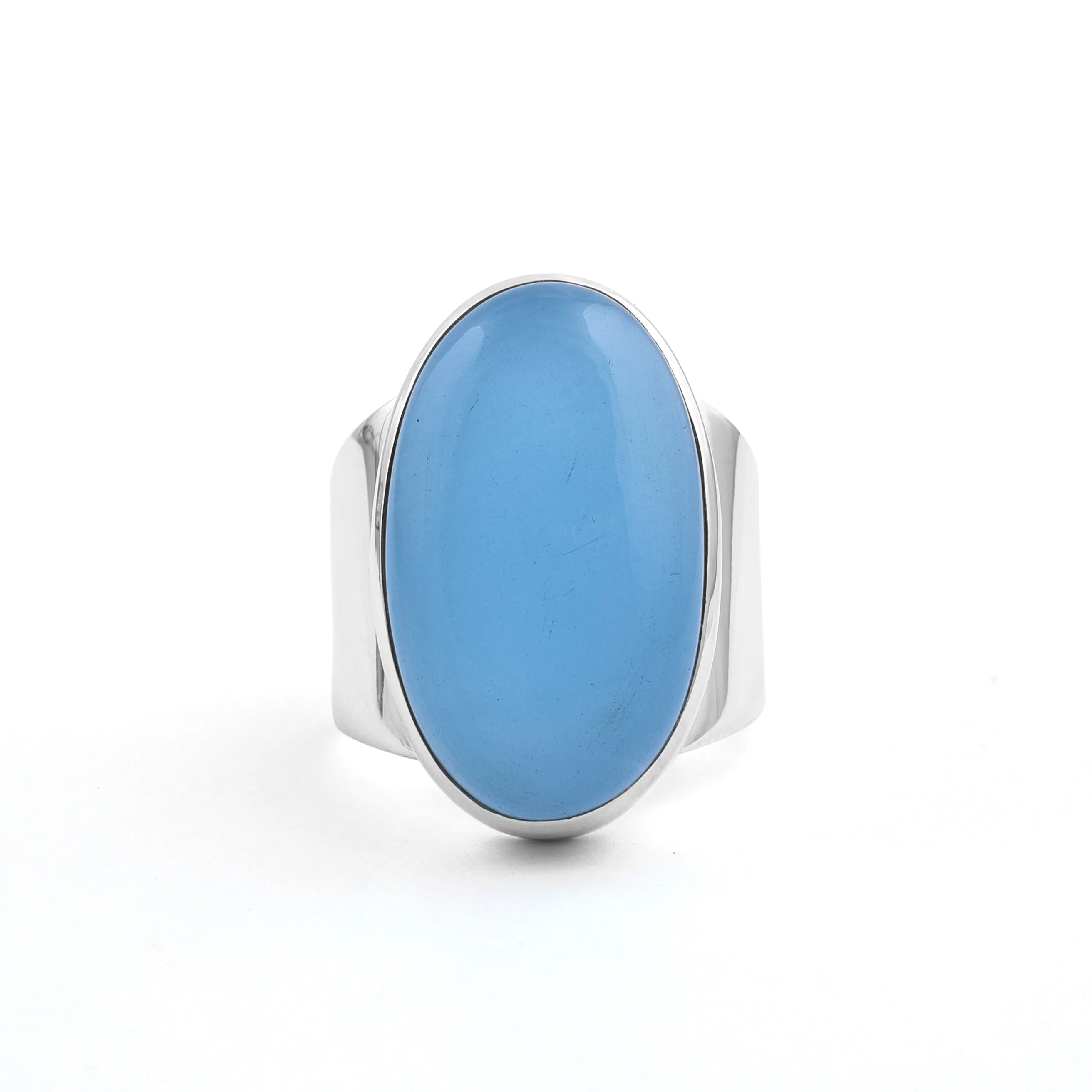 Aqua chalcedony Sterling Silver Band