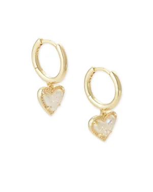 Ari Heart Gold Huggie Earrings In Iridescent Drusy