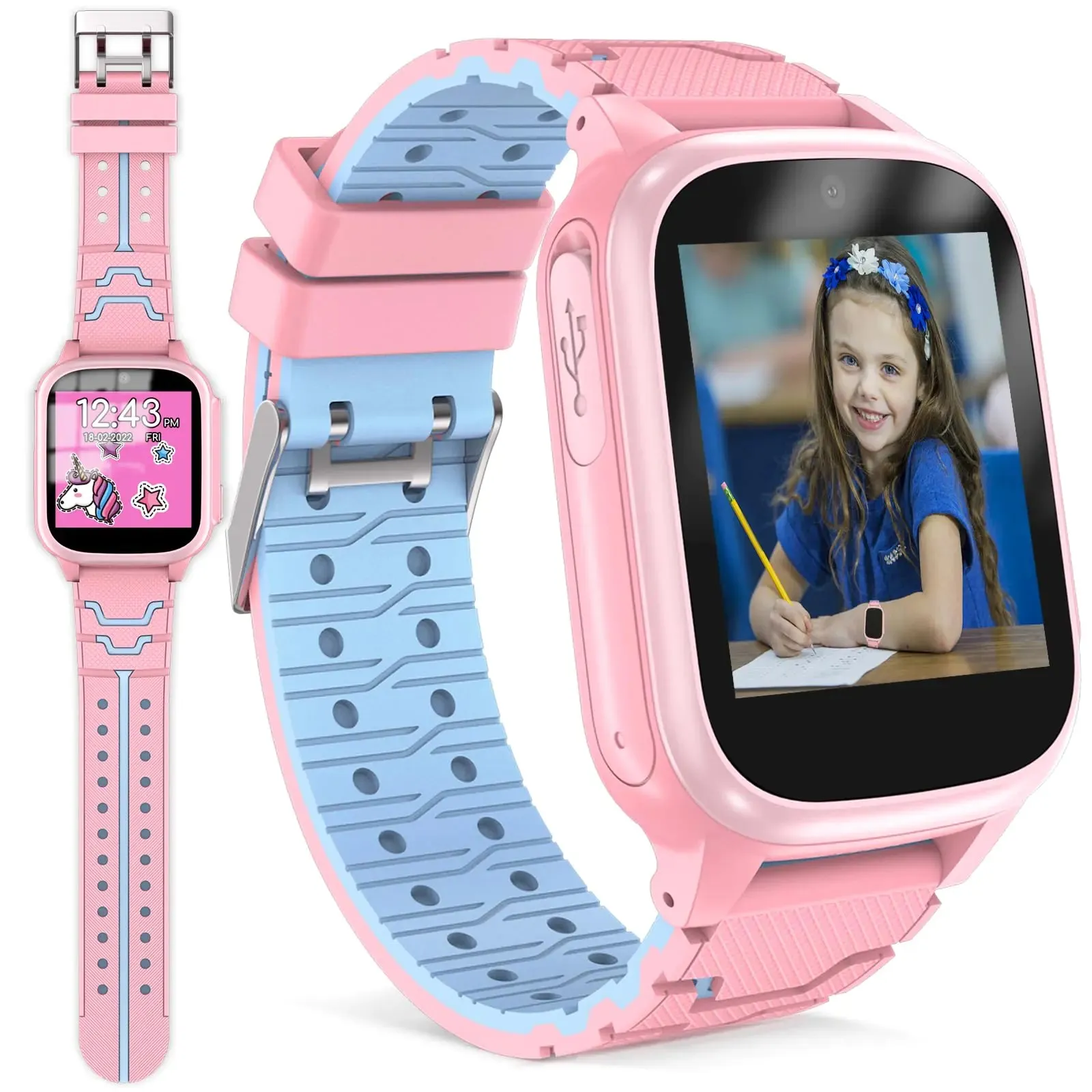 AstraMinds Kids Smart Watches Girls Boys - Kids Smartwatch with 15 GamesHabit Tracker2 Camera10 Stories Smart Watch for Kids Boys Girls Ages 3-10(Pink)