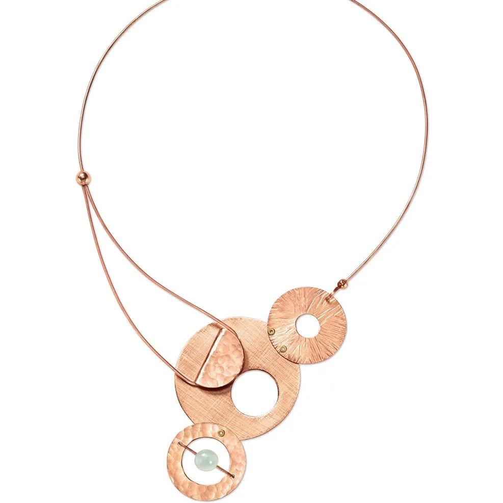 AXIS 3 Medium Sized Artistic Metal Statement Necklace with Front Closure from the LIMINAL Collection with Simulated Pearl or Jade option