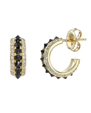 Baby Black and White Diamond Spiked Hoops