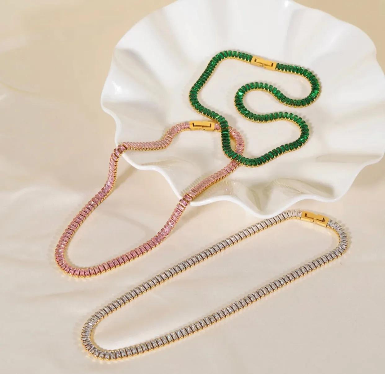 Baguette crystals necklace 311-1 | Erika Williner Designs