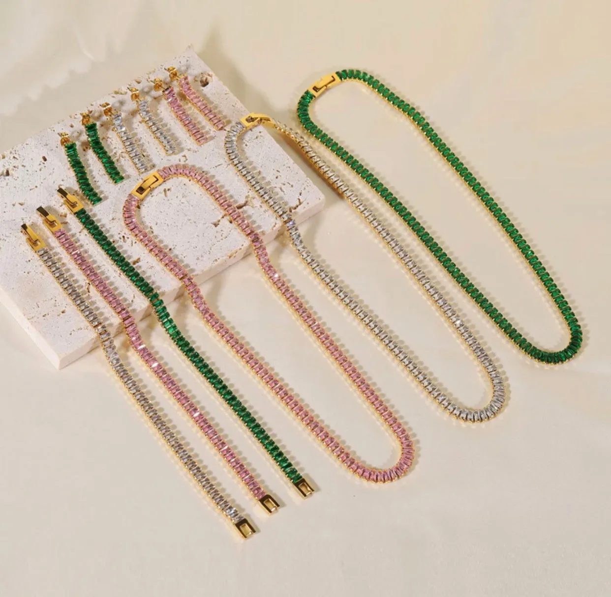 Baguette crystals necklace 311-1 | Erika Williner Designs