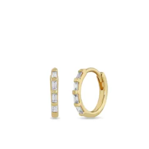 Baguette Diamond Hinge Huggie Hoops