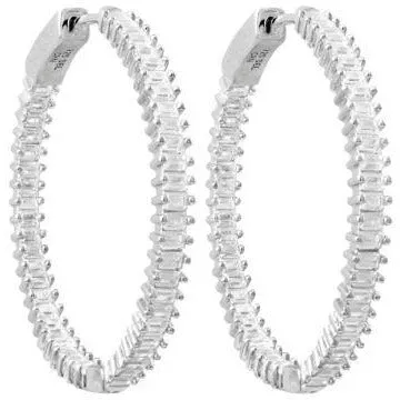 Baguette Hoop Earring ( .925 Sterling Silver )