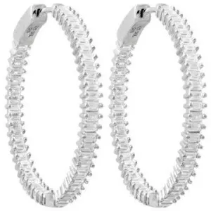 Baguette Hoop Earring ( .925 Sterling Silver )