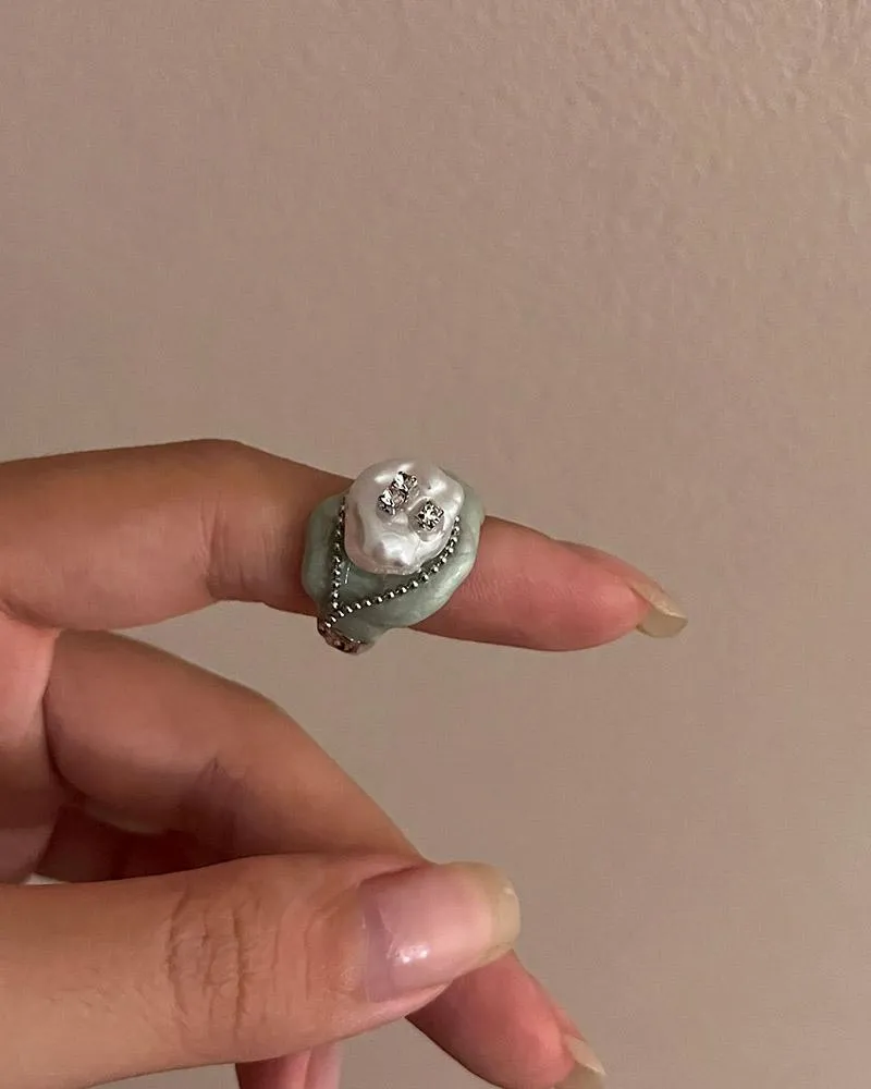 Baroque Pearl Shaped Medieval Ring