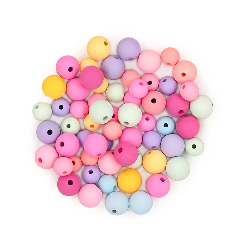 BEADS ROUND WOOD BEADS PASTEL 60PC