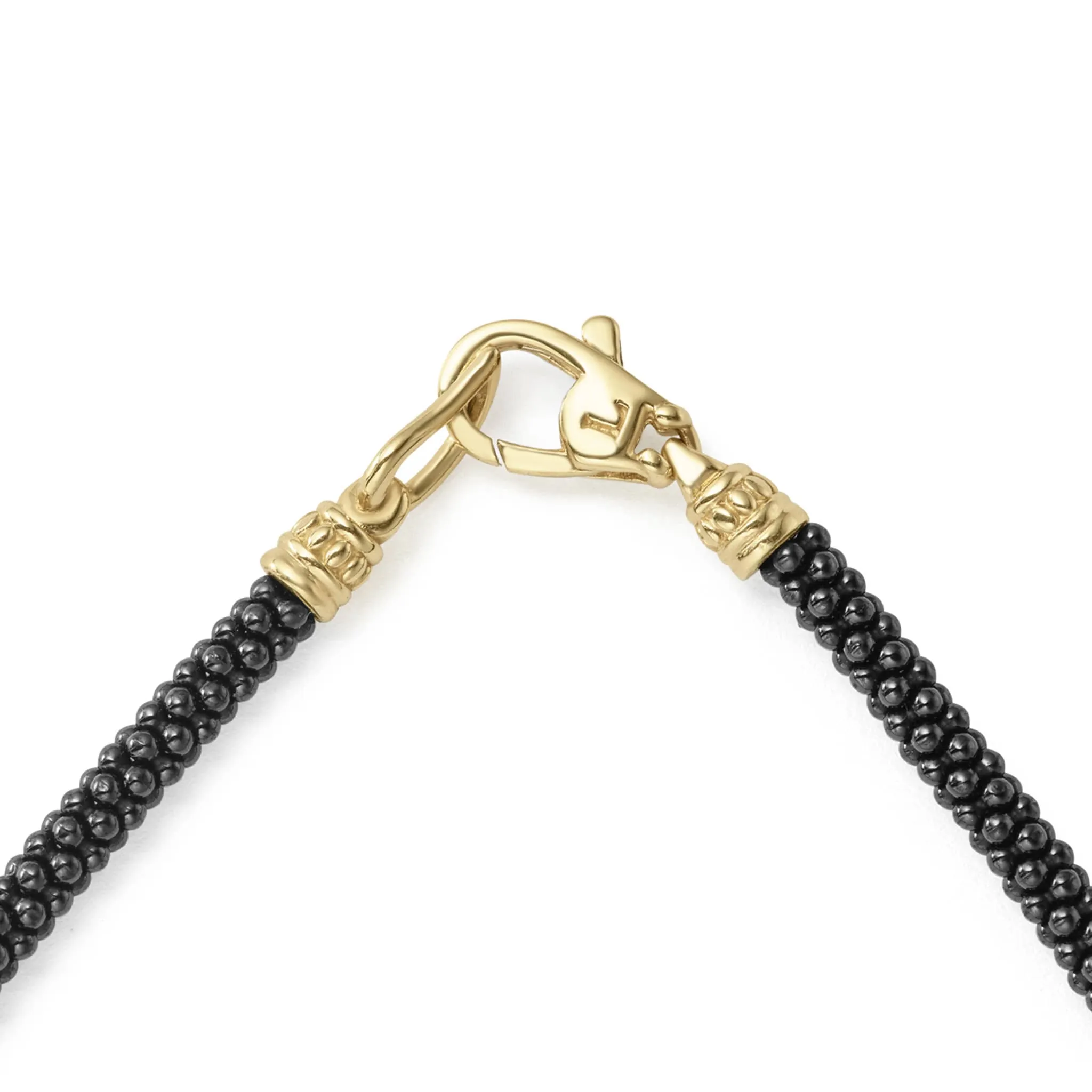 Black Caviar Five Gold Station Thin Ceramic Bracelet | 3mm