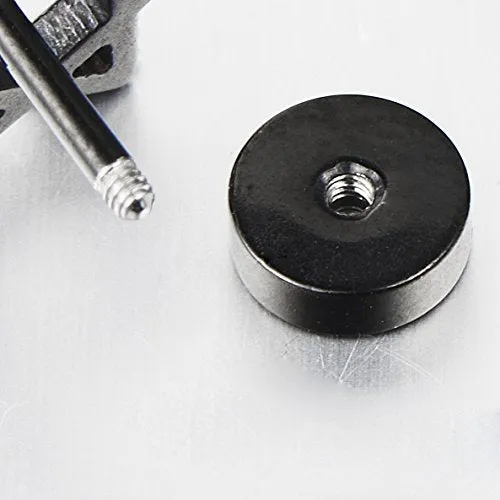Black Circle Stud Earrings Spiked Rainbow CZ and White Enamel, Steel Cheater Fake Plugs Gauges