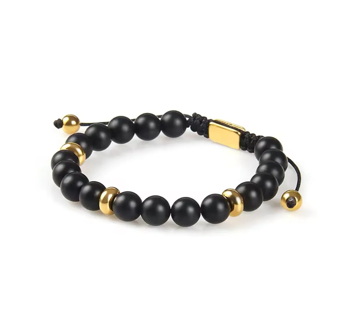 Black Onyx & Gold Beads Bracelet