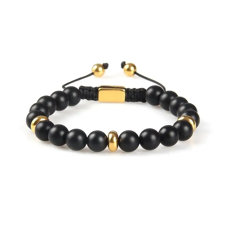 Black Onyx & Gold Beads Bracelet