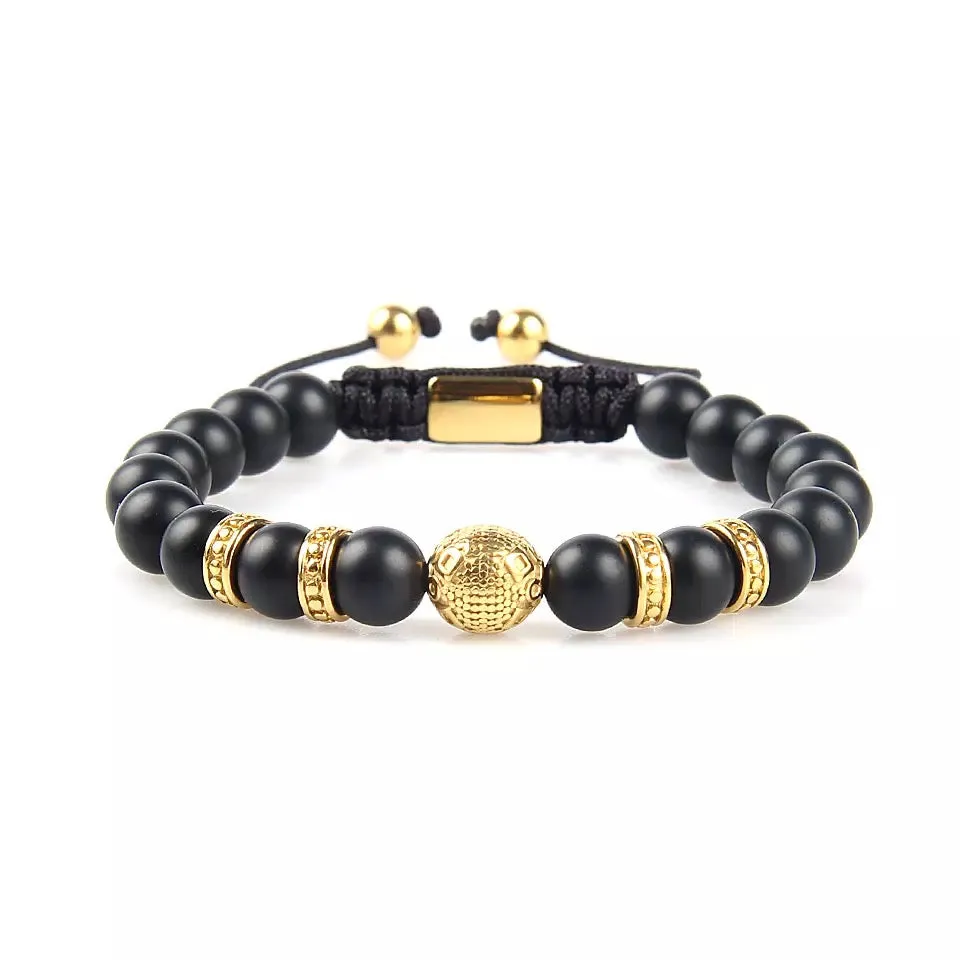 Black Onyx & Gold Beads Bracelet