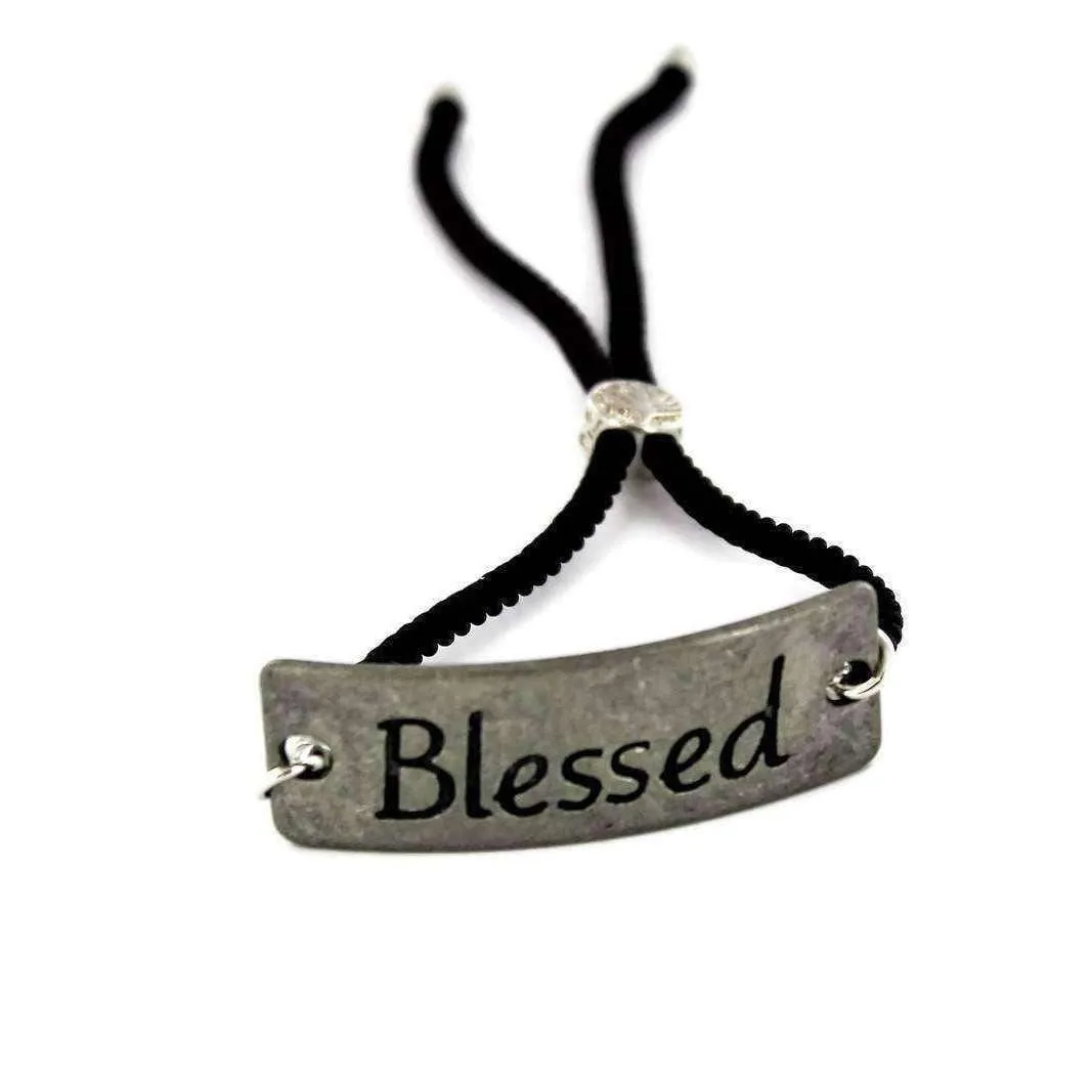 BLESSED Adjustable Inspirational Bolo Slider Bracelet