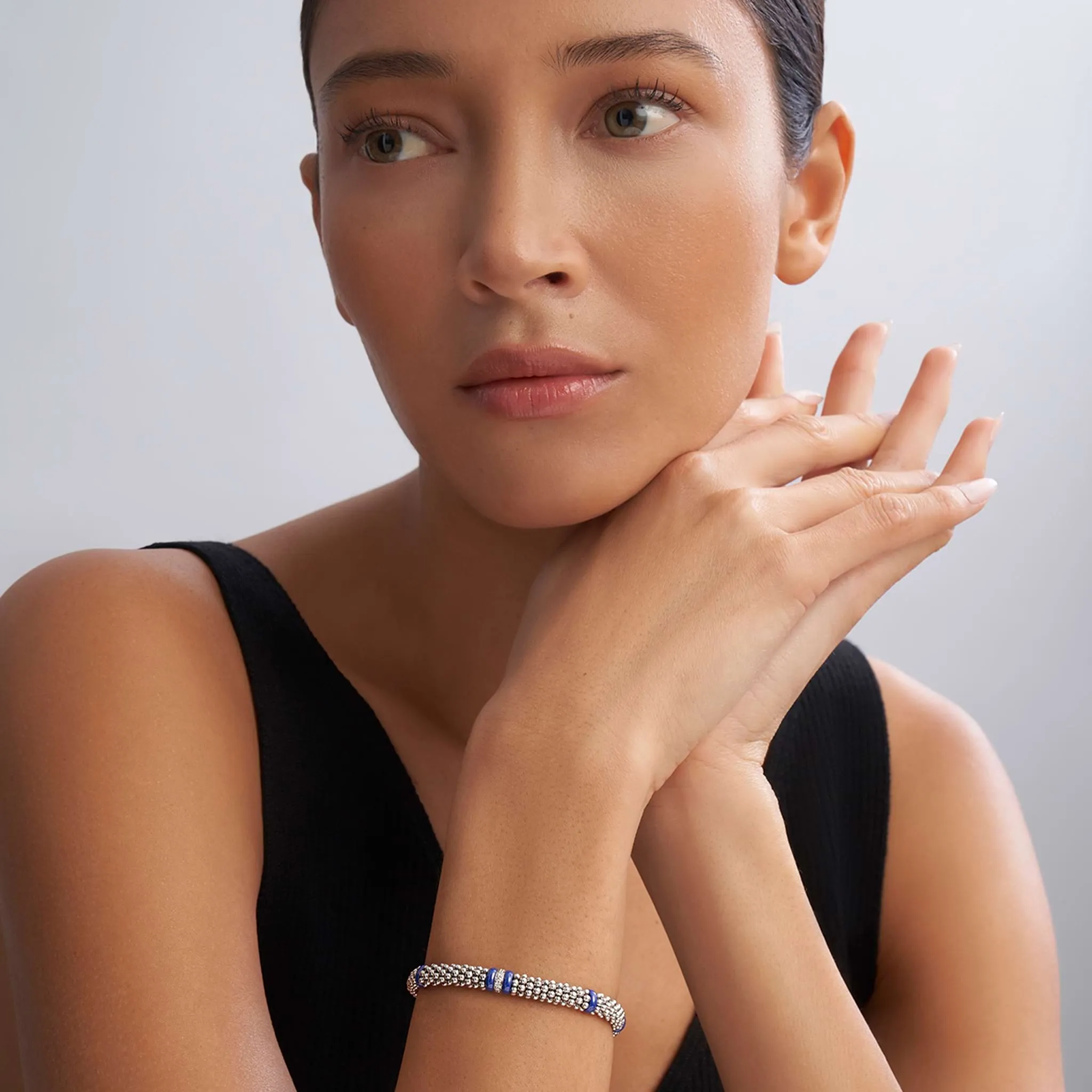Blue Caviar Ultramarine Single Station Diamond Caviar Bracelet | 6mm