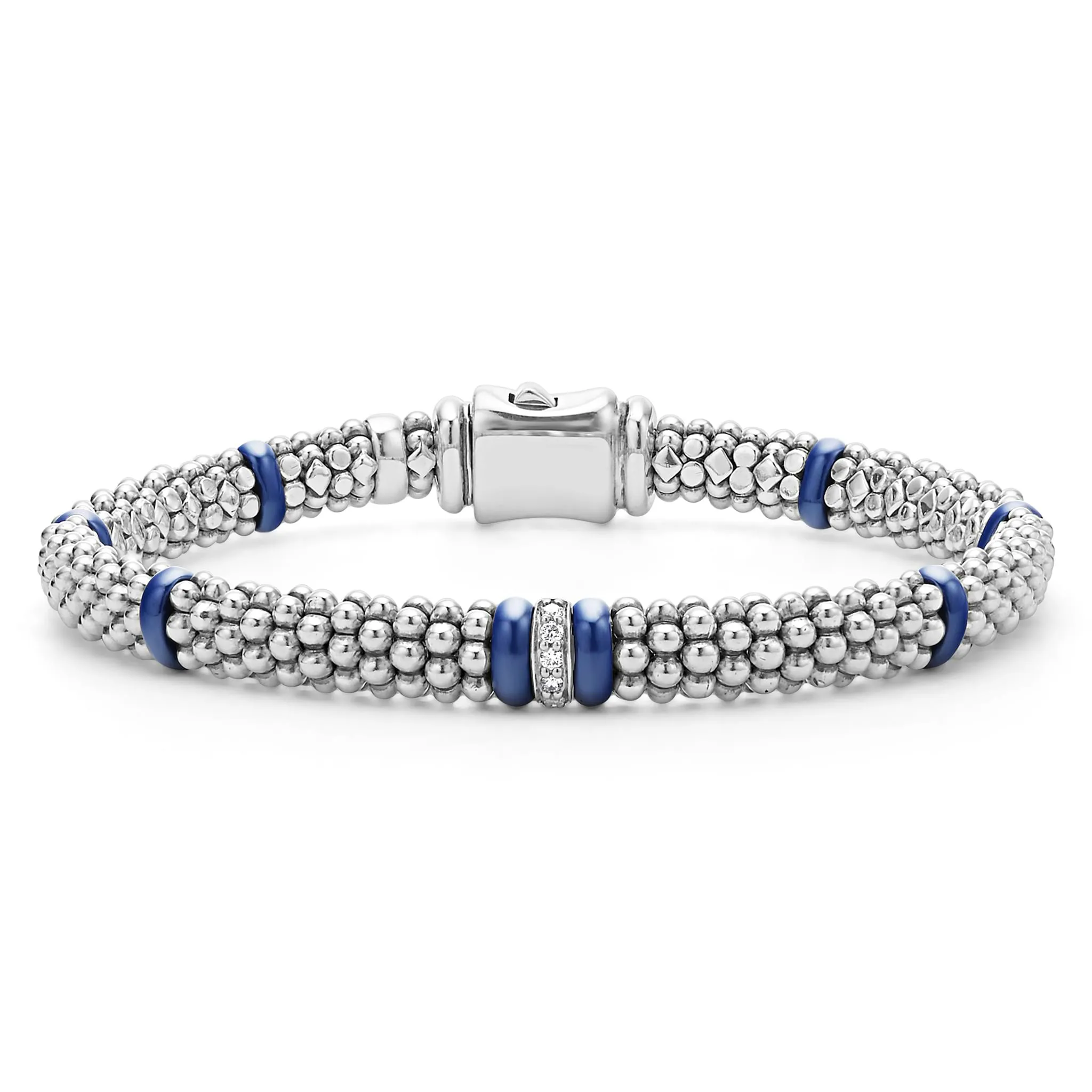 Blue Caviar Ultramarine Single Station Diamond Caviar Bracelet | 6mm