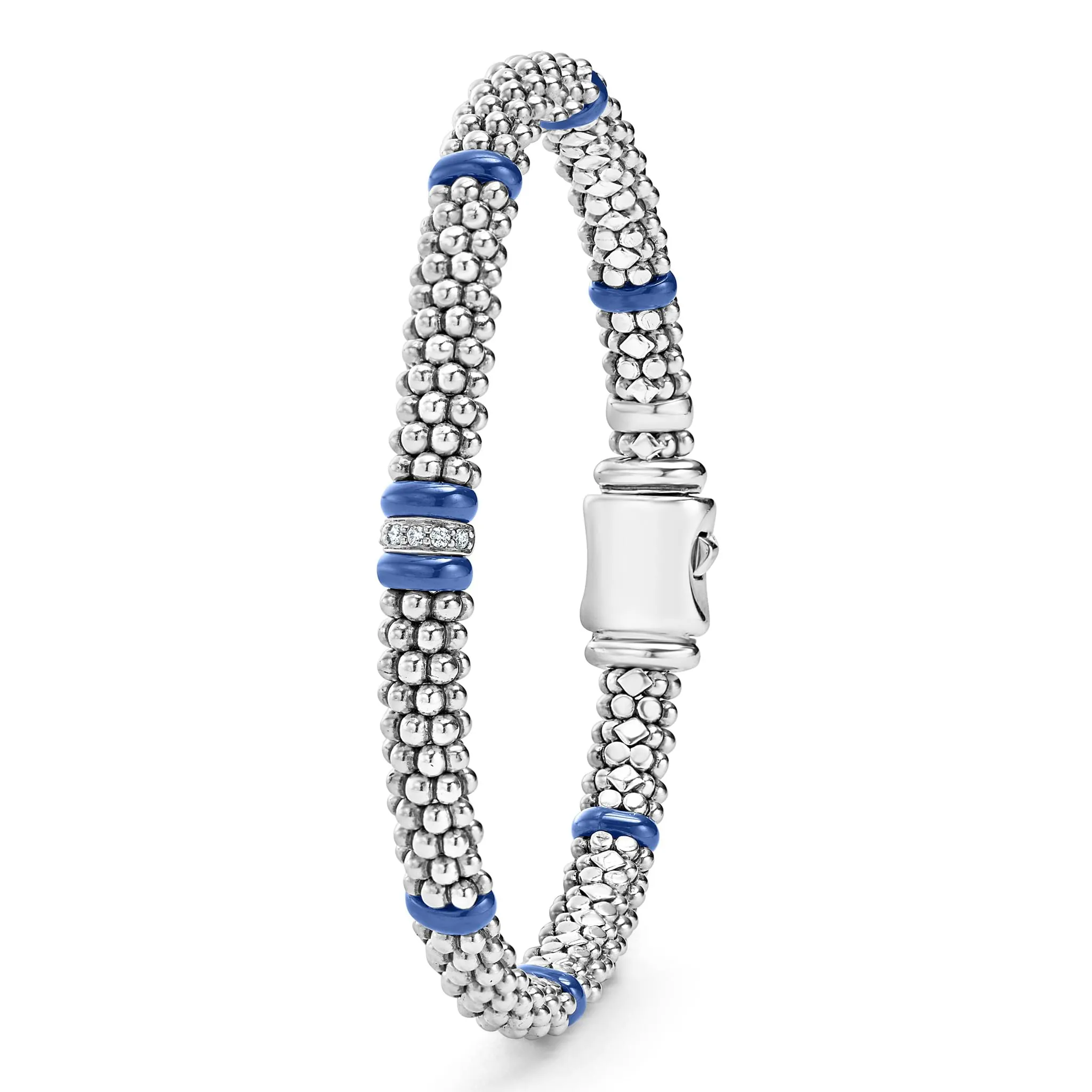Blue Caviar Ultramarine Single Station Diamond Caviar Bracelet | 6mm