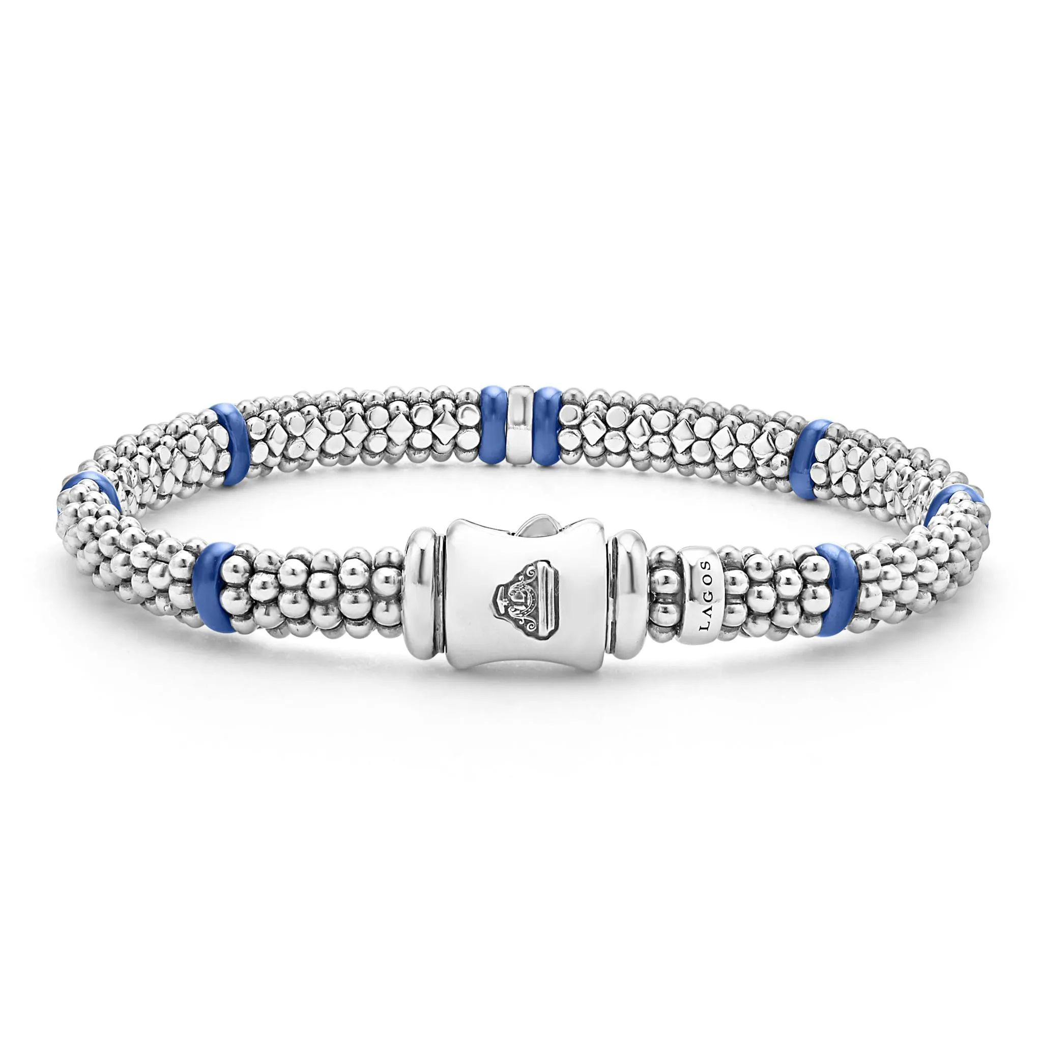 Blue Caviar Ultramarine Single Station Diamond Caviar Bracelet | 6mm