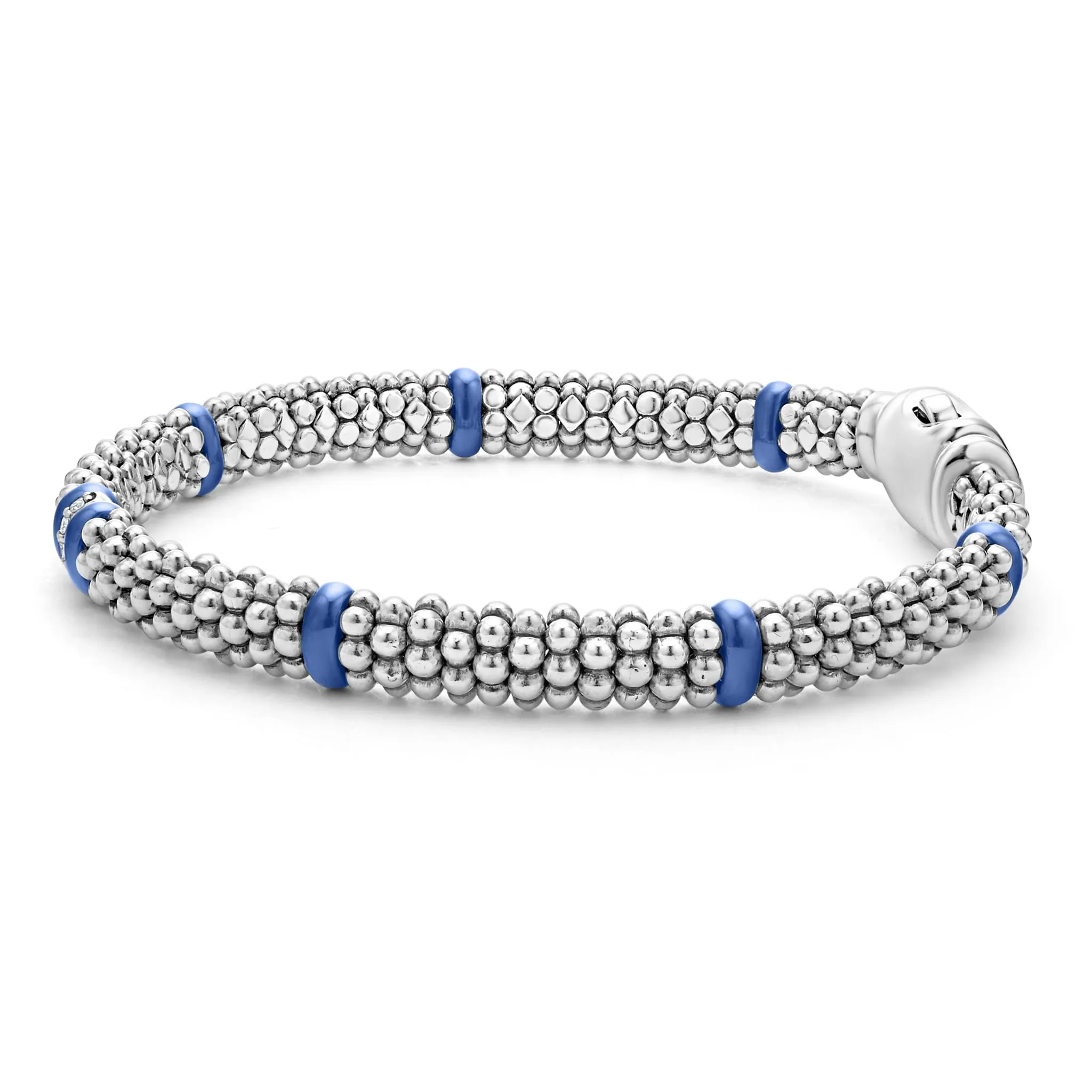Blue Caviar Ultramarine Single Station Diamond Caviar Bracelet | 6mm