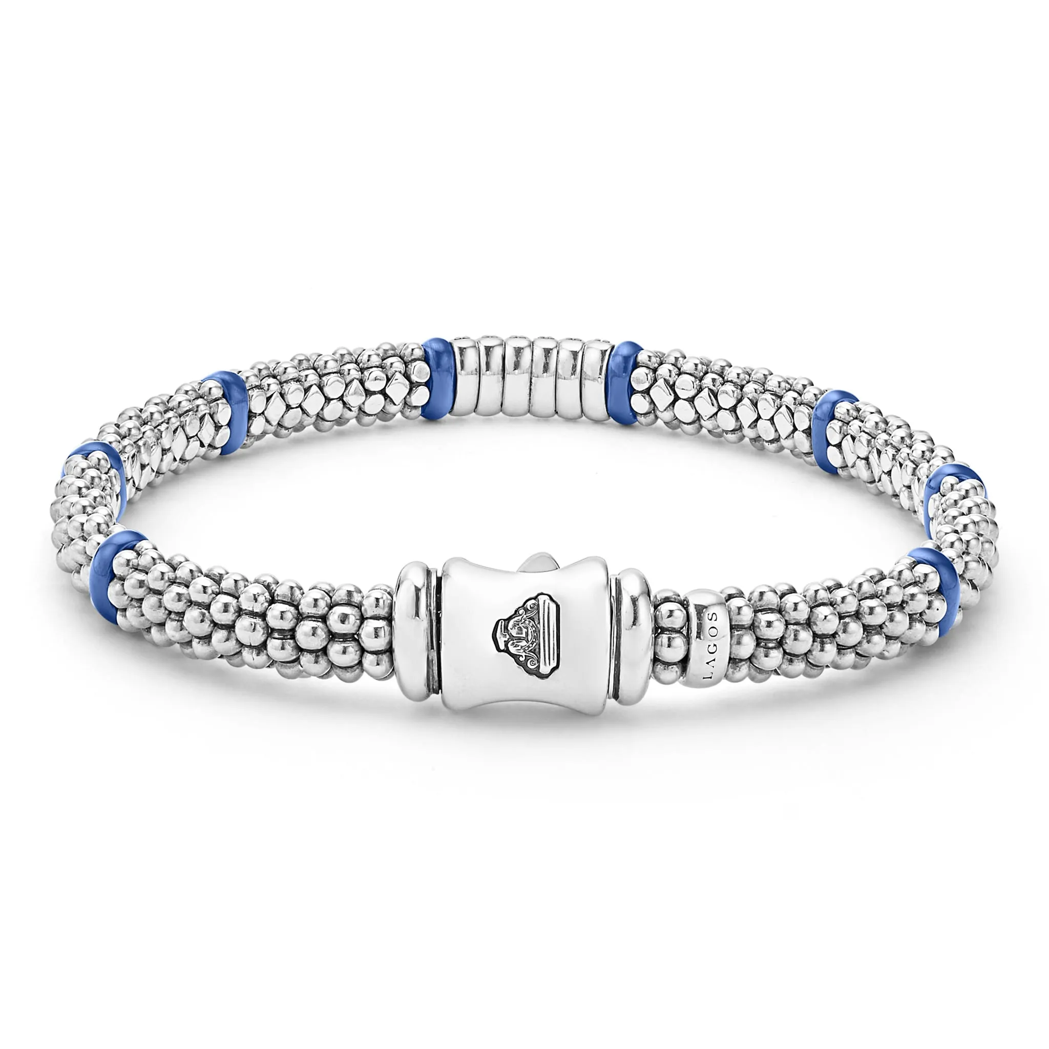 Blue Caviar Ultramarine Six Station Diamond Caviar Bracelet | 6mm