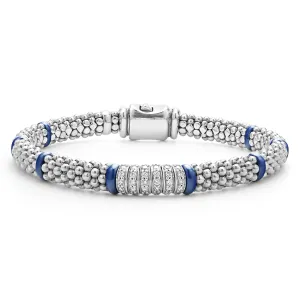 Blue Caviar Ultramarine Six Station Diamond Caviar Bracelet | 6mm