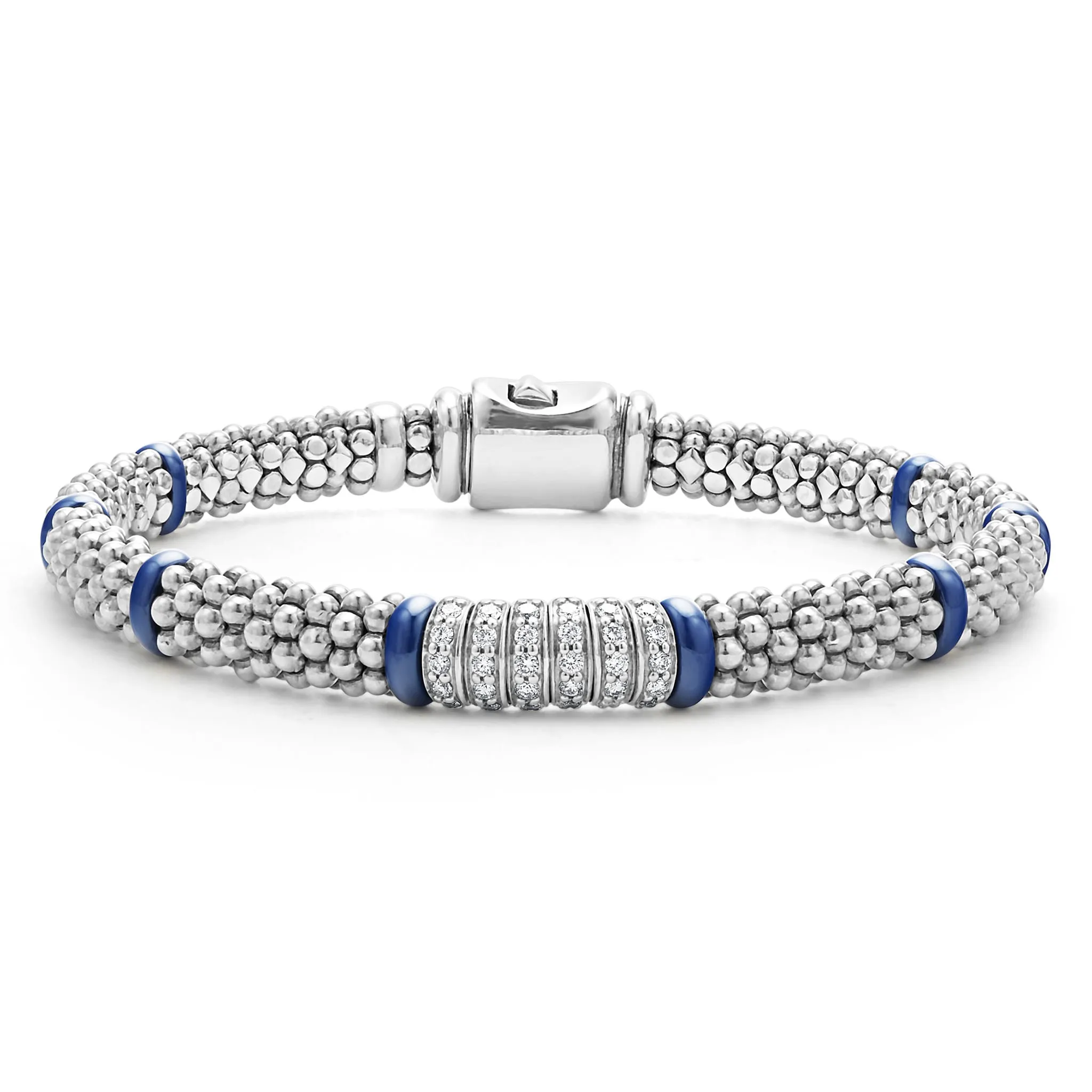 Blue Caviar Ultramarine Six Station Diamond Caviar Bracelet | 6mm