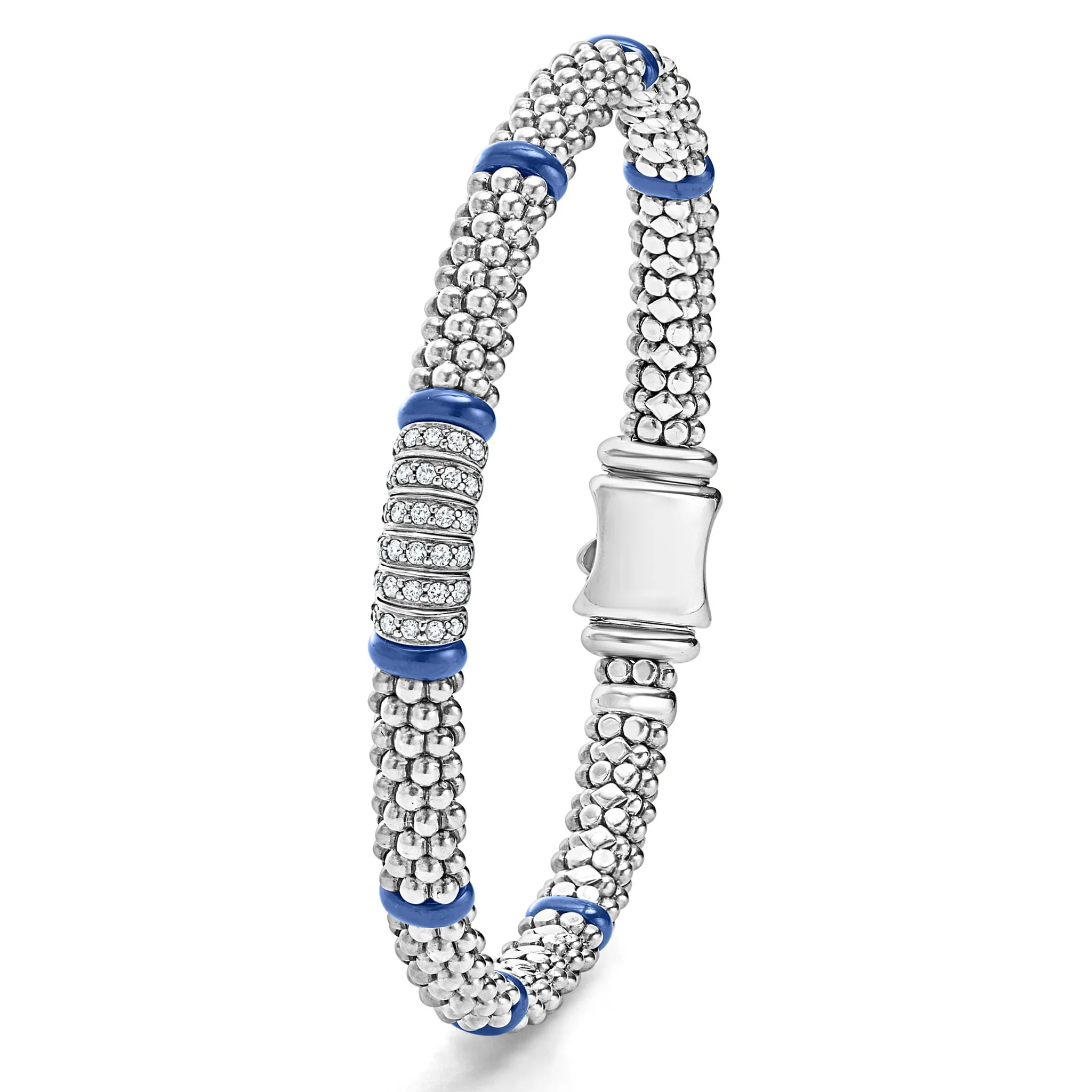 Blue Caviar Ultramarine Six Station Diamond Caviar Bracelet | 6mm