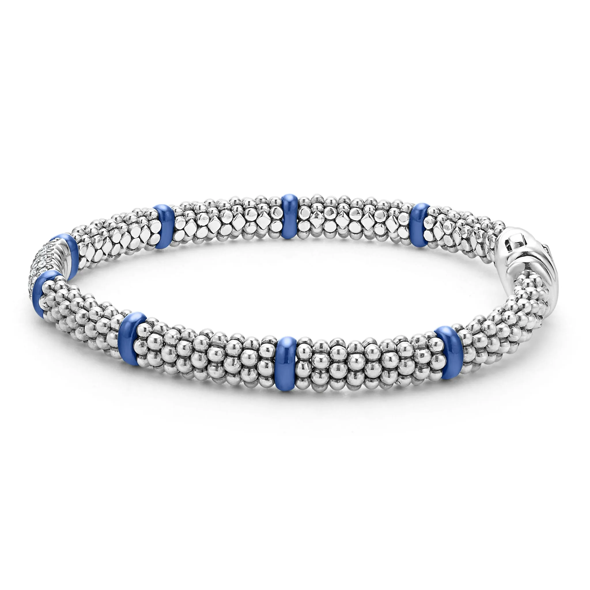 Blue Caviar Ultramarine Six Station Diamond Caviar Bracelet | 6mm