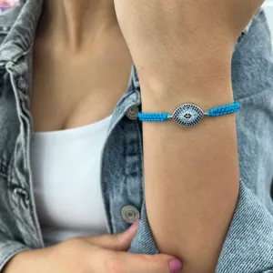 Blue Silver Eye Handmade Bracelet