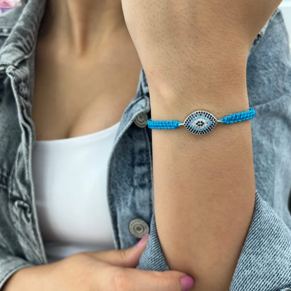 Blue Silver Eye Handmade Bracelet