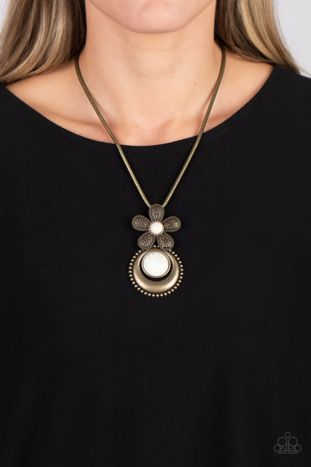 Bohemian Blossom - Brass (Snake Chain/Flower) Necklace
