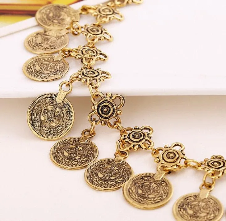Bohemian Thin Coin Bracelet