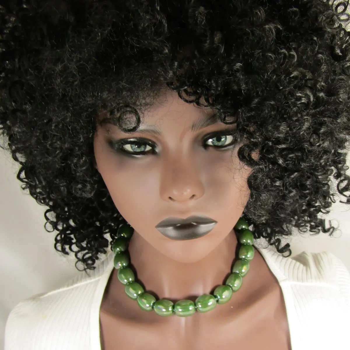 Bottle Green Statement Necklace Kazuri Fair Trade Beads