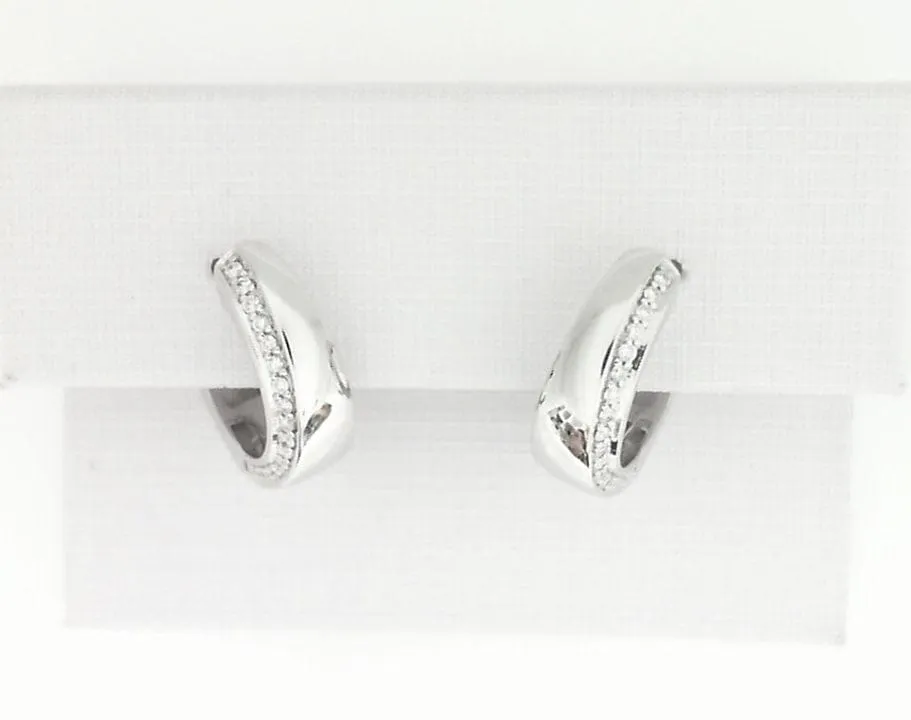 Breuning 14K White Gold Diamond Accent Huggie Hoops