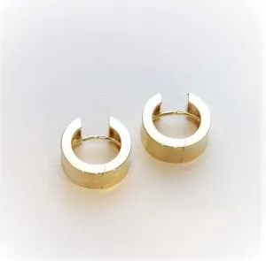 Breuning 14K Yellow Gold Brushed Concave Huggie Hoops