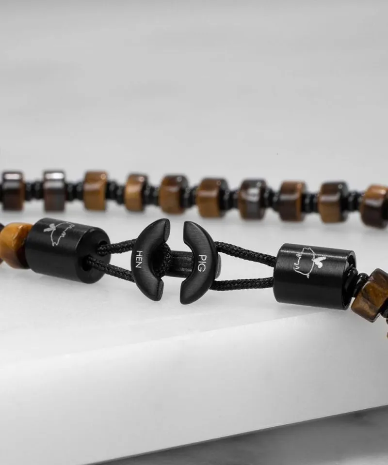 Brontide 4mm Beaded Bracelet in Tiger Eye & Black