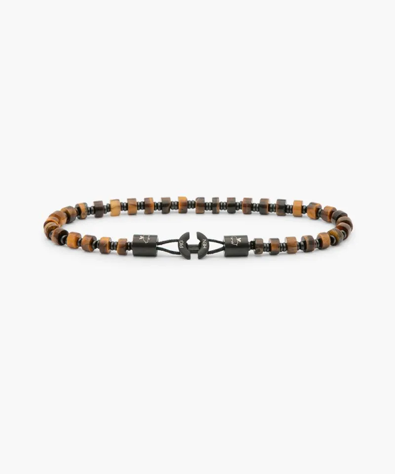 Brontide 4mm Beaded Bracelet in Tiger Eye & Black