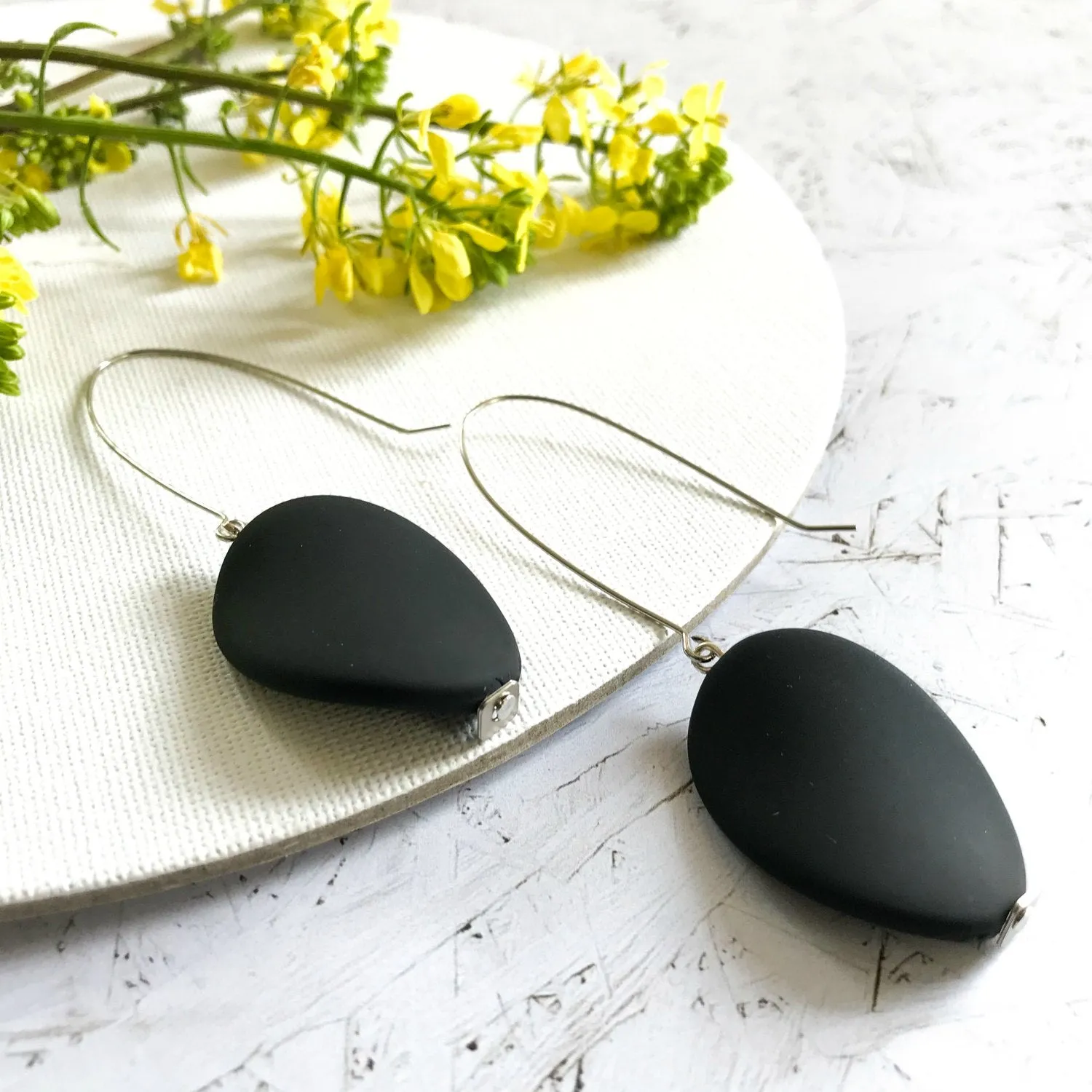 Brooklyn black oval earrings