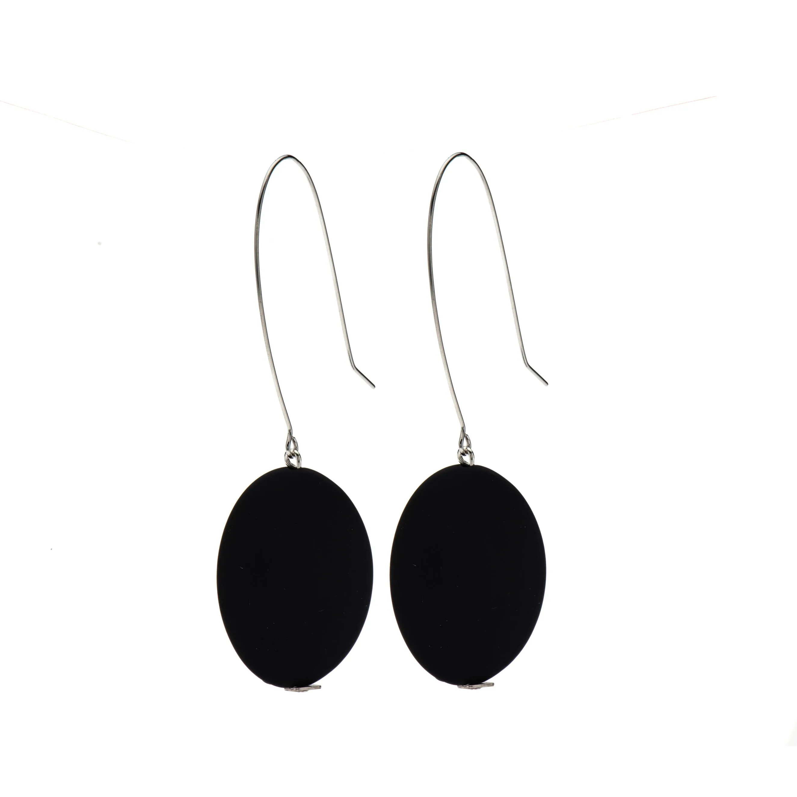 Brooklyn black oval earrings