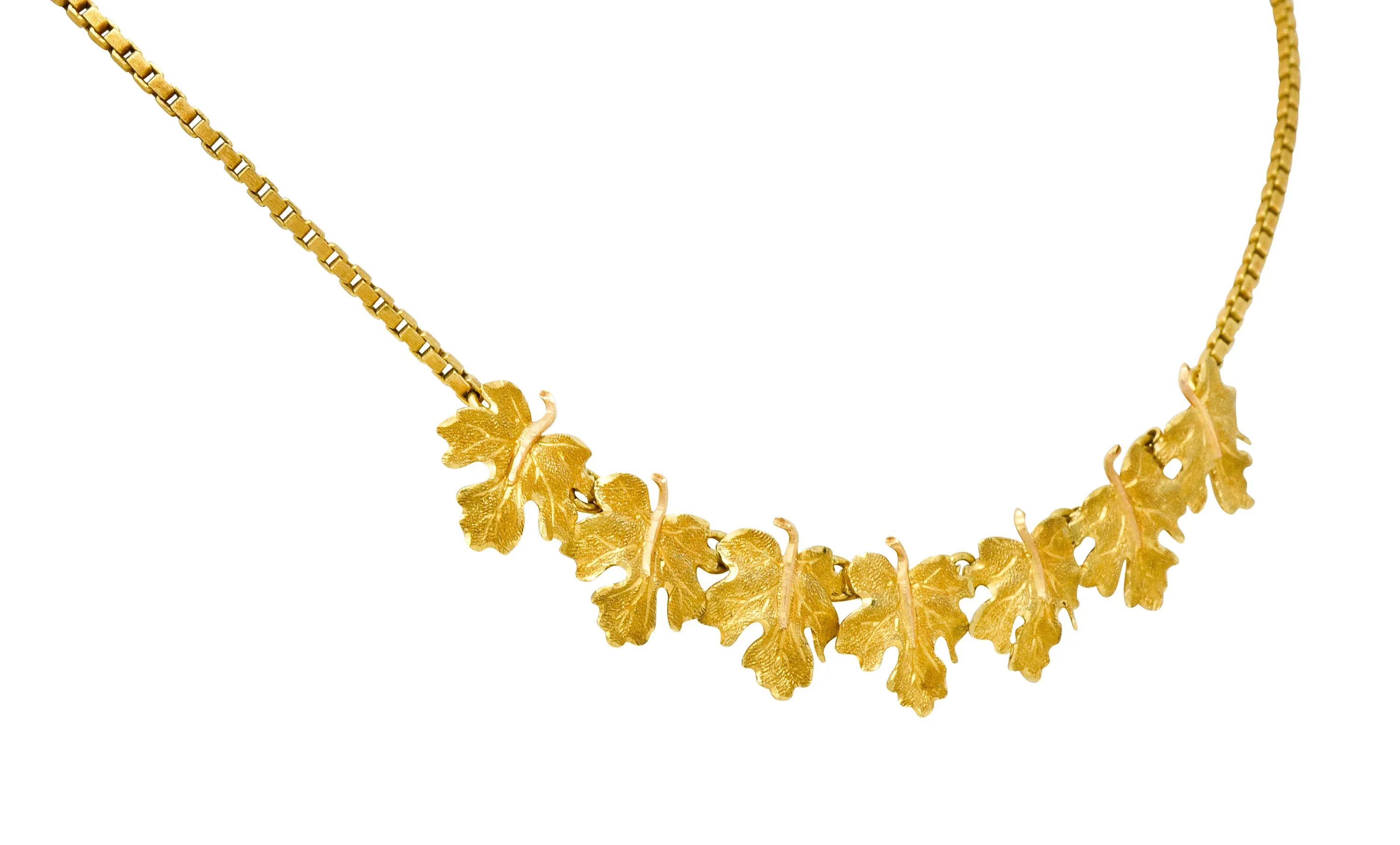 Buccellati 18 Karat Two-Tone Gold Italian Grape Leaf Necklace