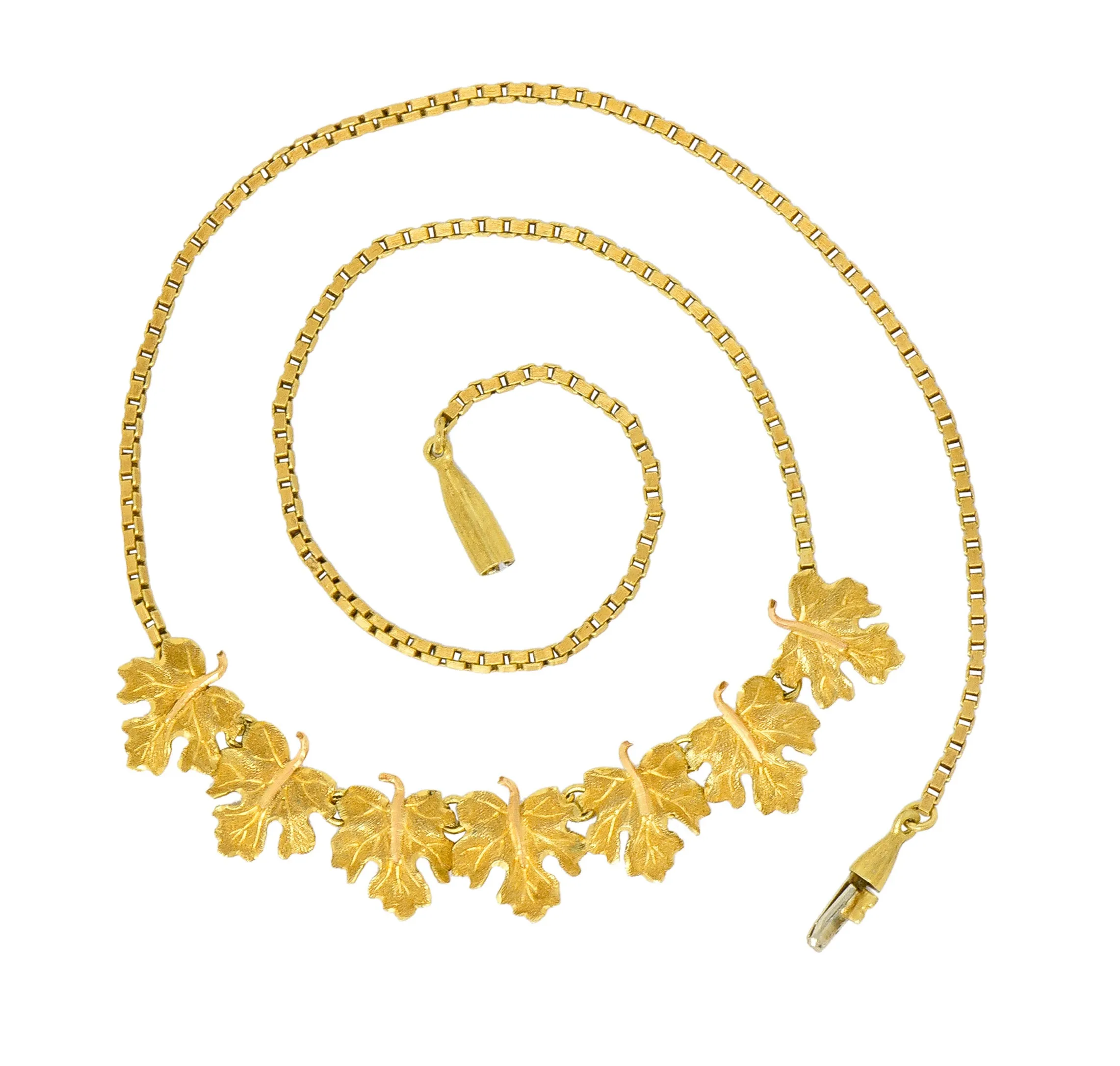 Buccellati 18 Karat Two-Tone Gold Italian Grape Leaf Necklace