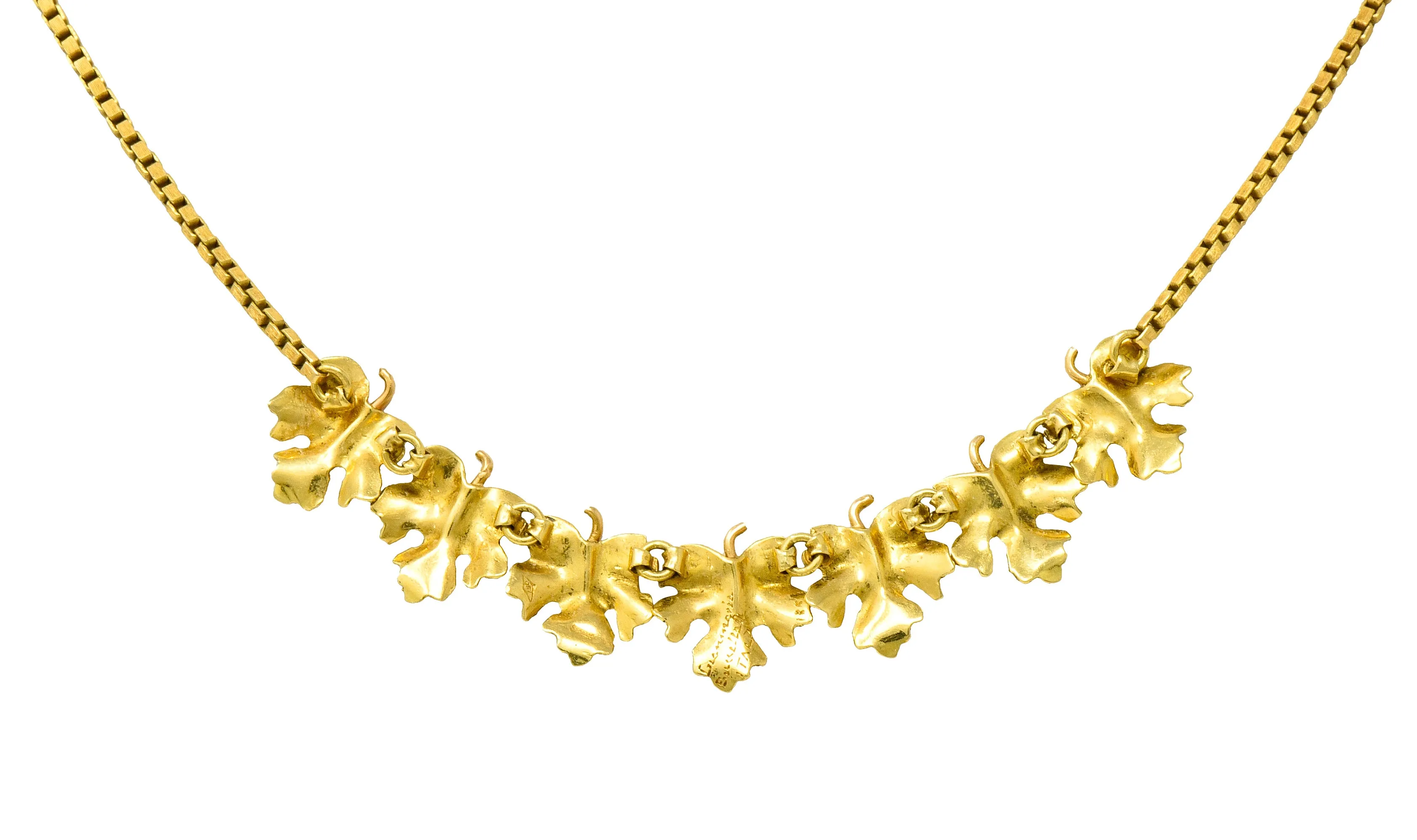 Buccellati 18 Karat Two-Tone Gold Italian Grape Leaf Necklace