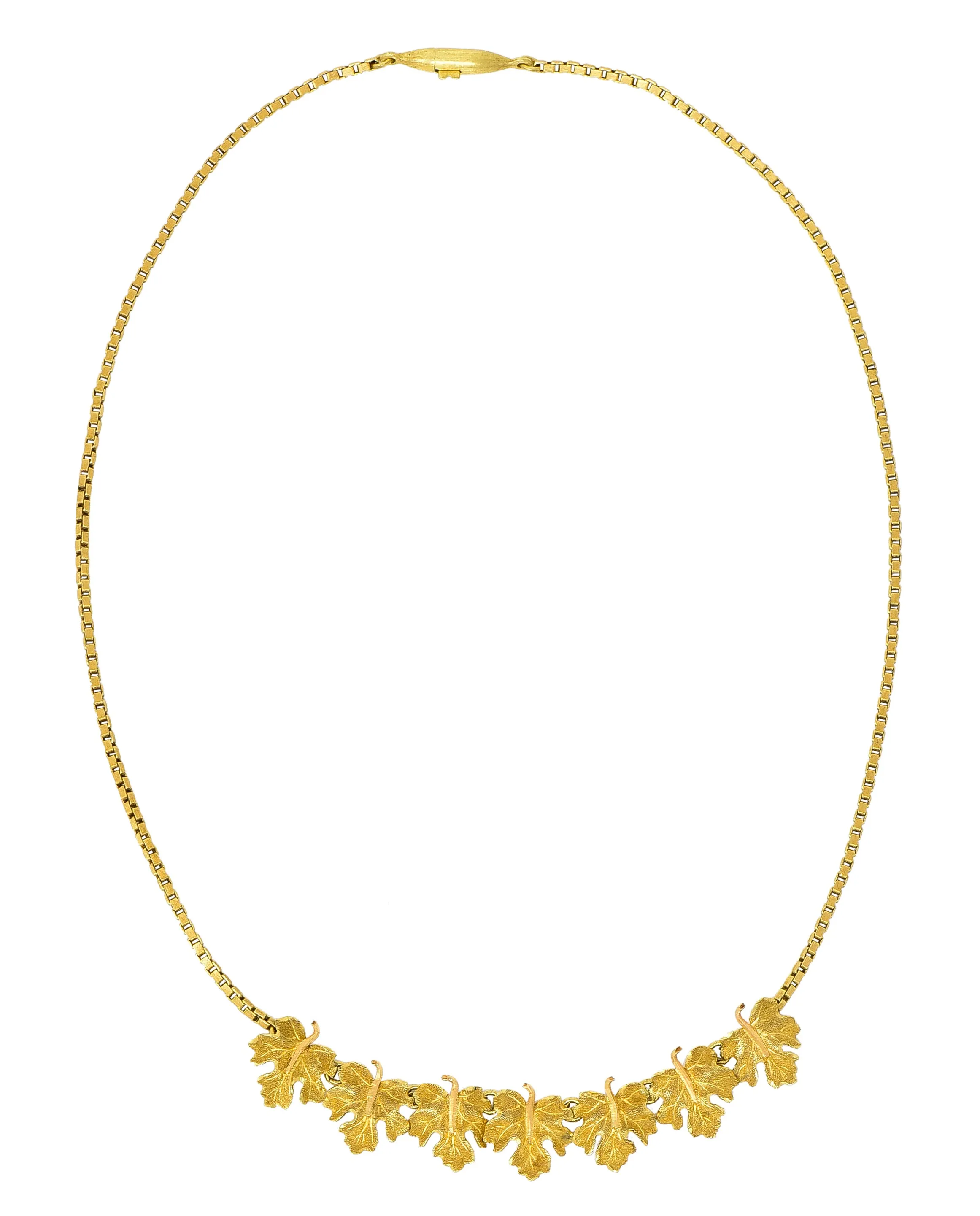 Buccellati 18 Karat Two-Tone Gold Italian Grape Leaf Necklace