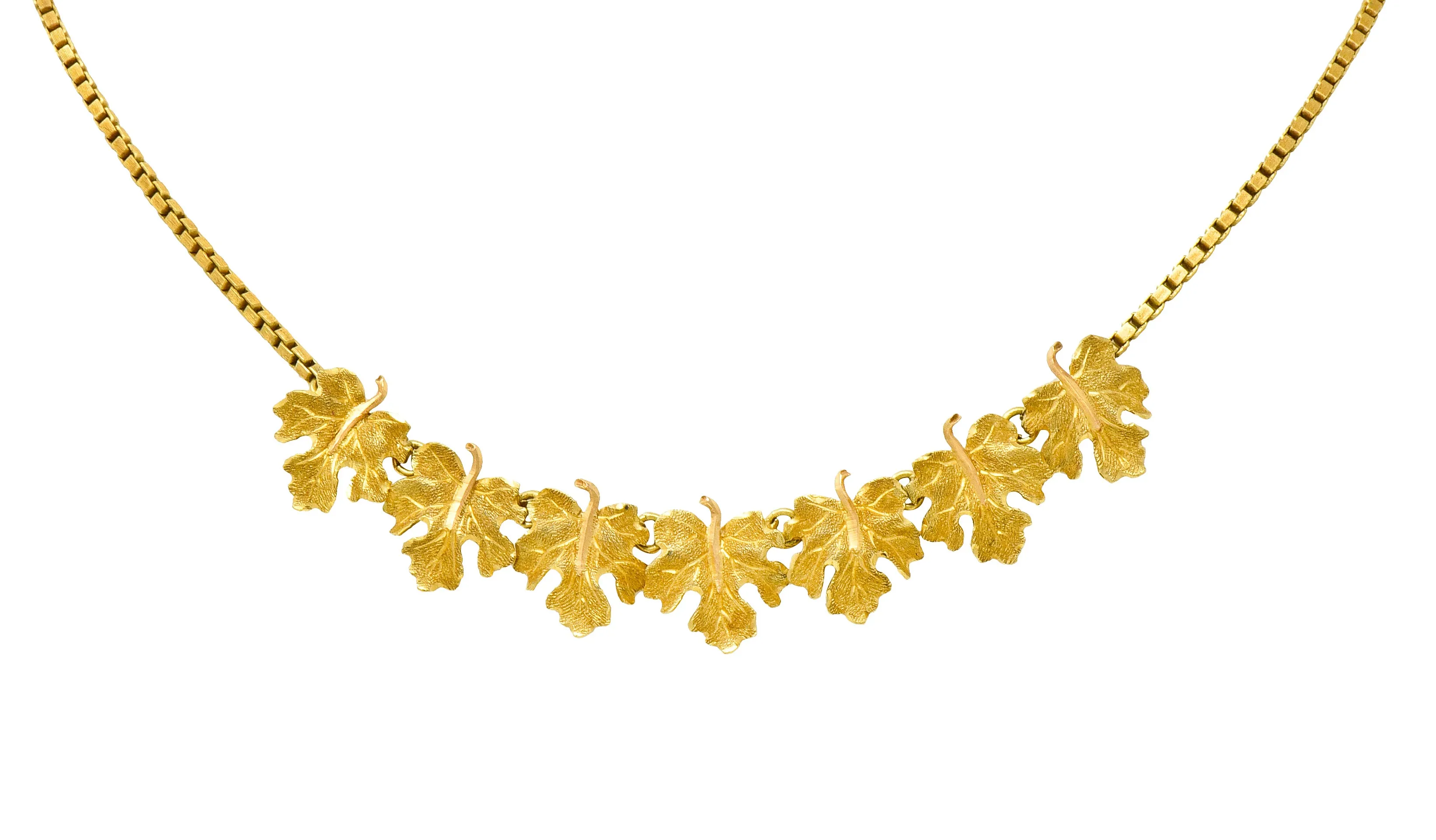 Buccellati 18 Karat Two-Tone Gold Italian Grape Leaf Necklace
