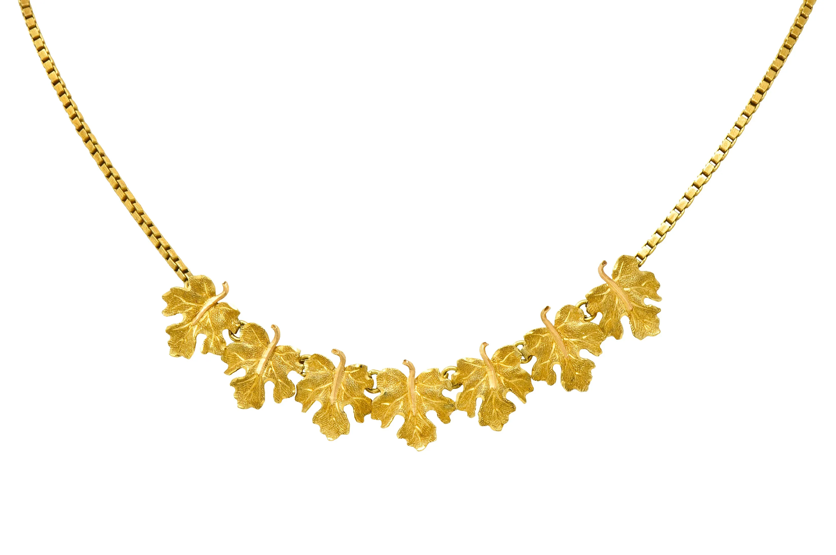 Buccellati 18 Karat Two-Tone Gold Italian Grape Leaf Necklace
