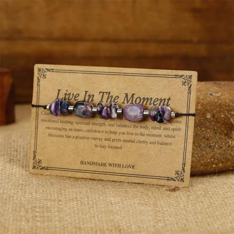 Buddha Stones Live In The Moment Charoite Hematite Powerful Bracelet