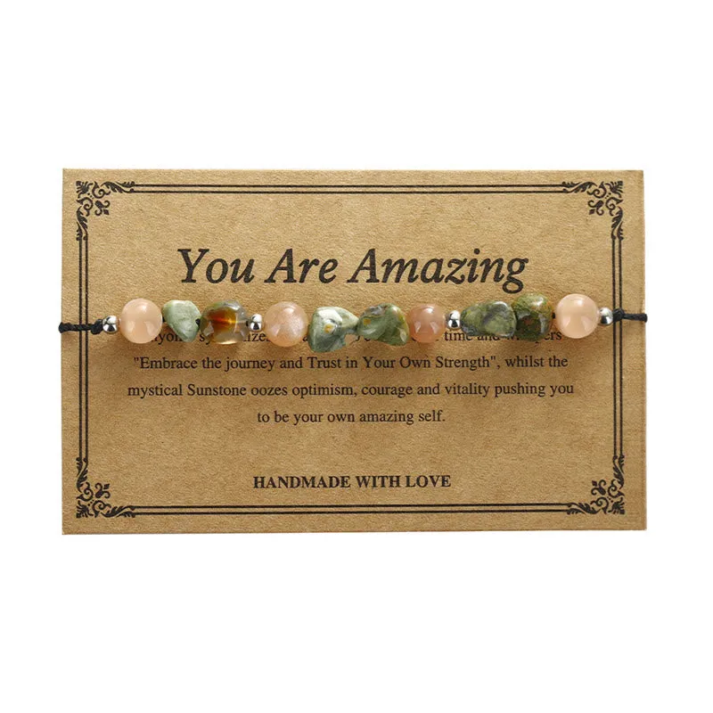 Buddha Stones You Are Amazing Rhyolite Sun Stone Positive Bracelet