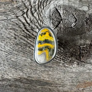 Bumble Bee Jasper and Sterling Silver Ring, Size 8 1/4