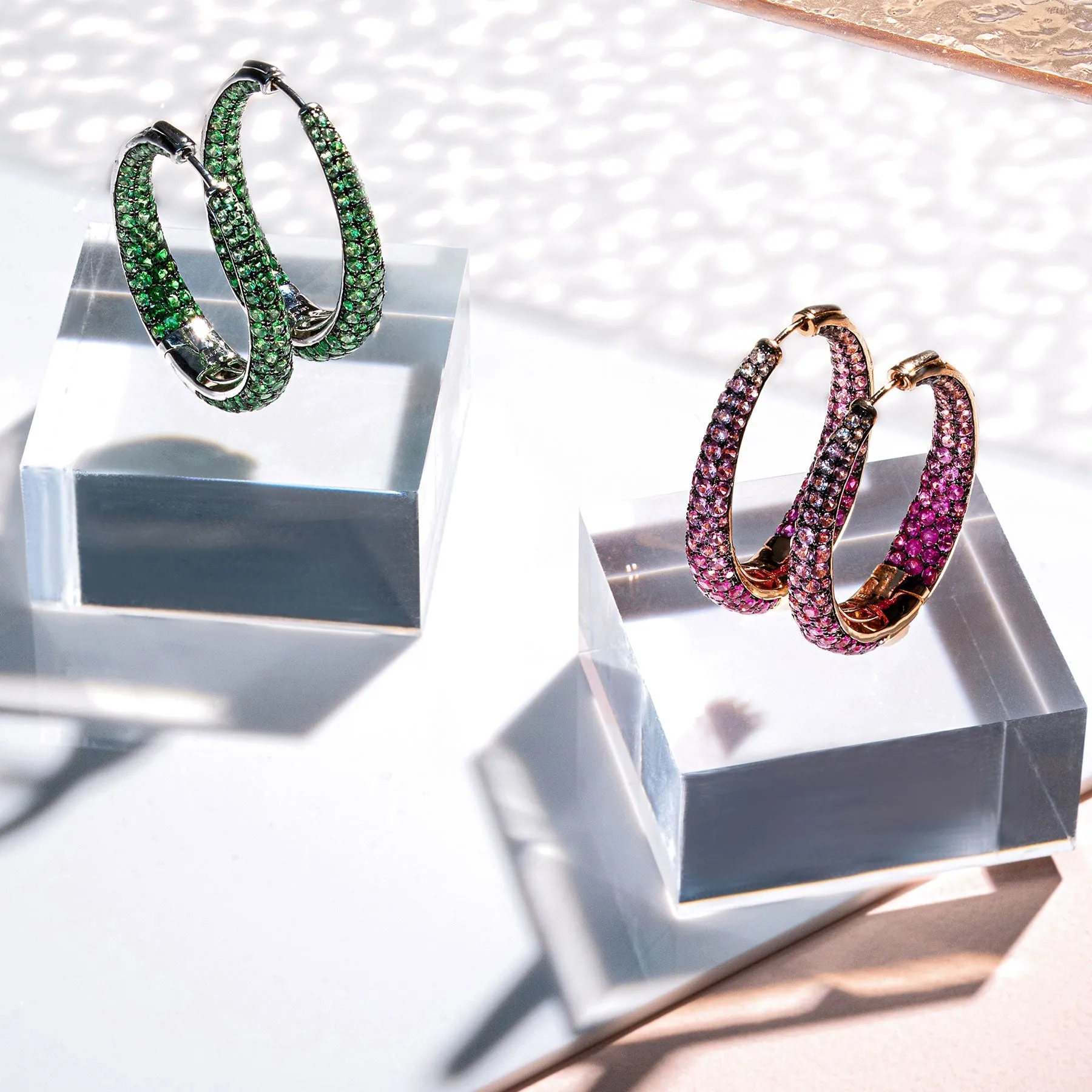 Candied Pebble Flow Tsavorite Hoop Earrings