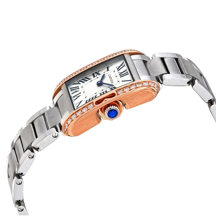 Cartier Tank Anglaise Silver Dial Two-tone Stainless Steel Ladies Watch W3TA0002